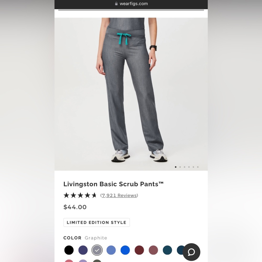 SOLD-FIGS Livingston Basic Scrub Pants-Technical Collection-Gray-Regular-Small